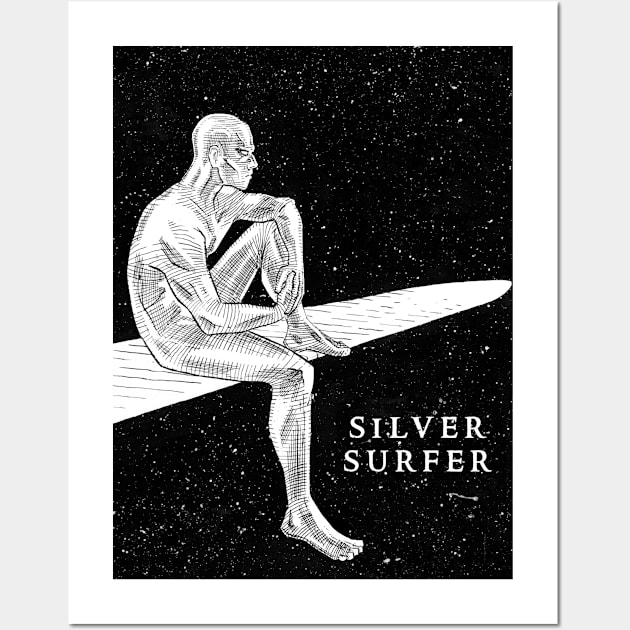 silver surfer: black and white Wall Art by galarh